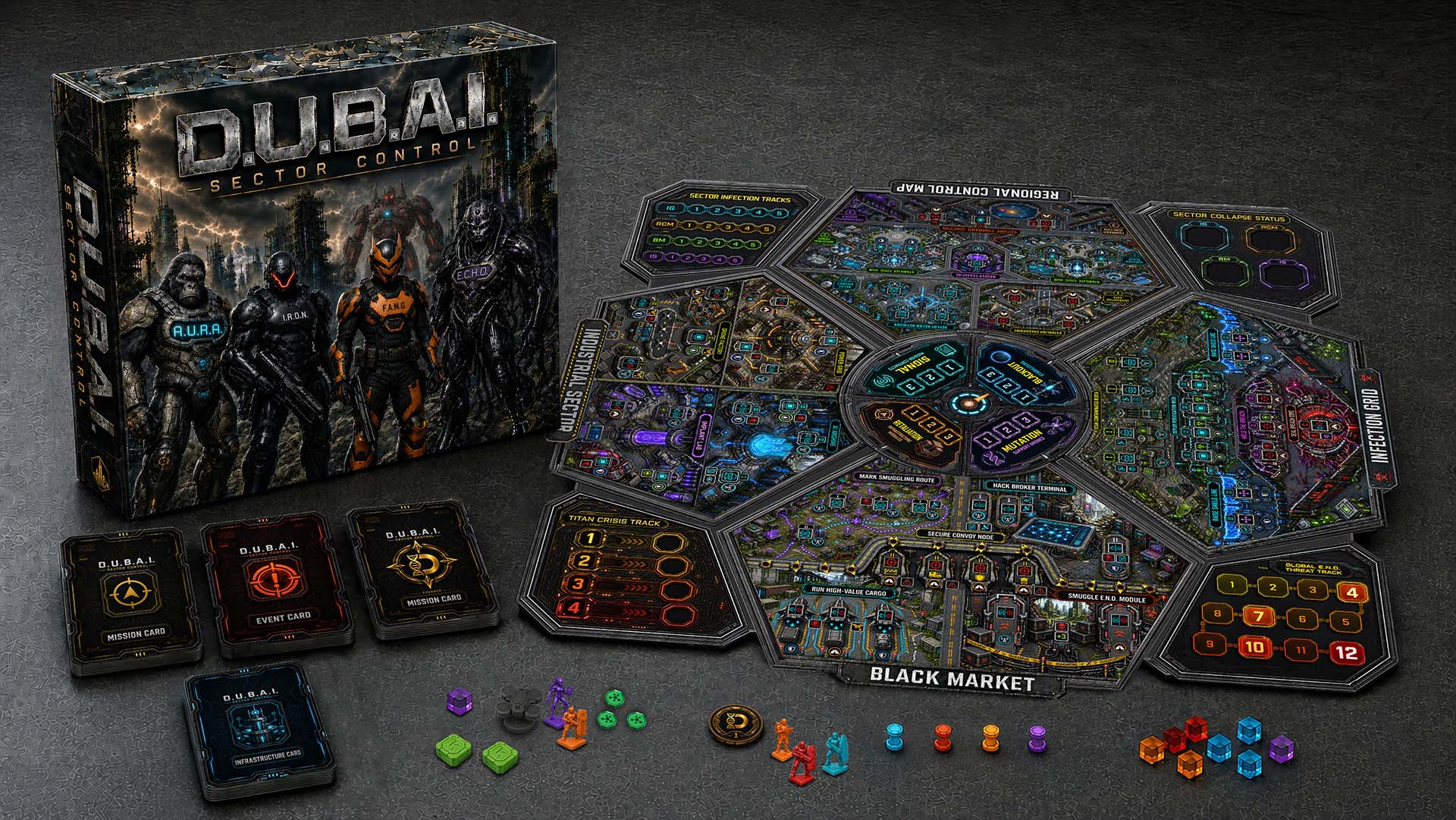 D.U.B.A.I.: Sector Control box and board overview
